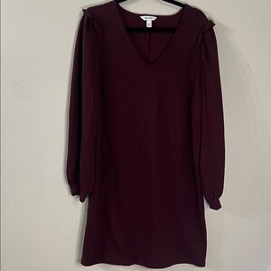 Nine West Deep Burgundy Long Sleeve Dress